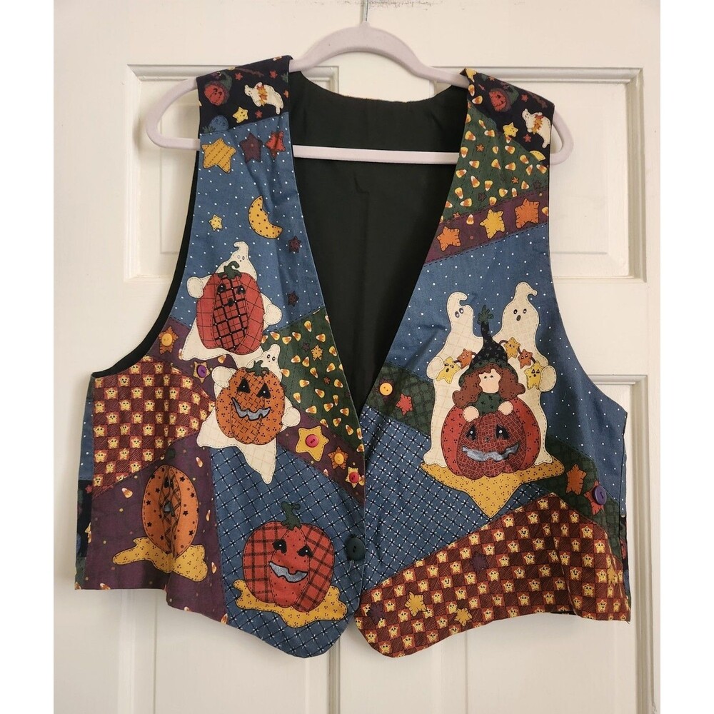 Halloween Patchwork Pumpkin Vest Teacher Spooky Miss Ms. Fizzle Elementary Pre